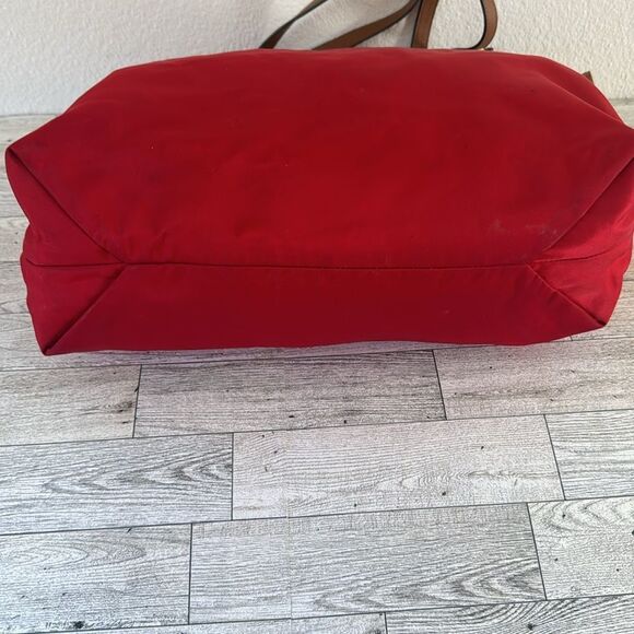 Michael Kors Red Nylon & Tan Leather Trim Tote - Picture 9 of 15